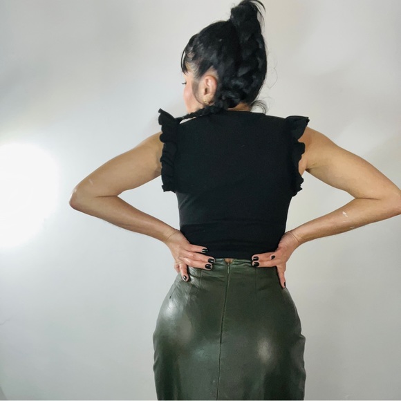 Green Leather Skirt - Picture 4 of 7